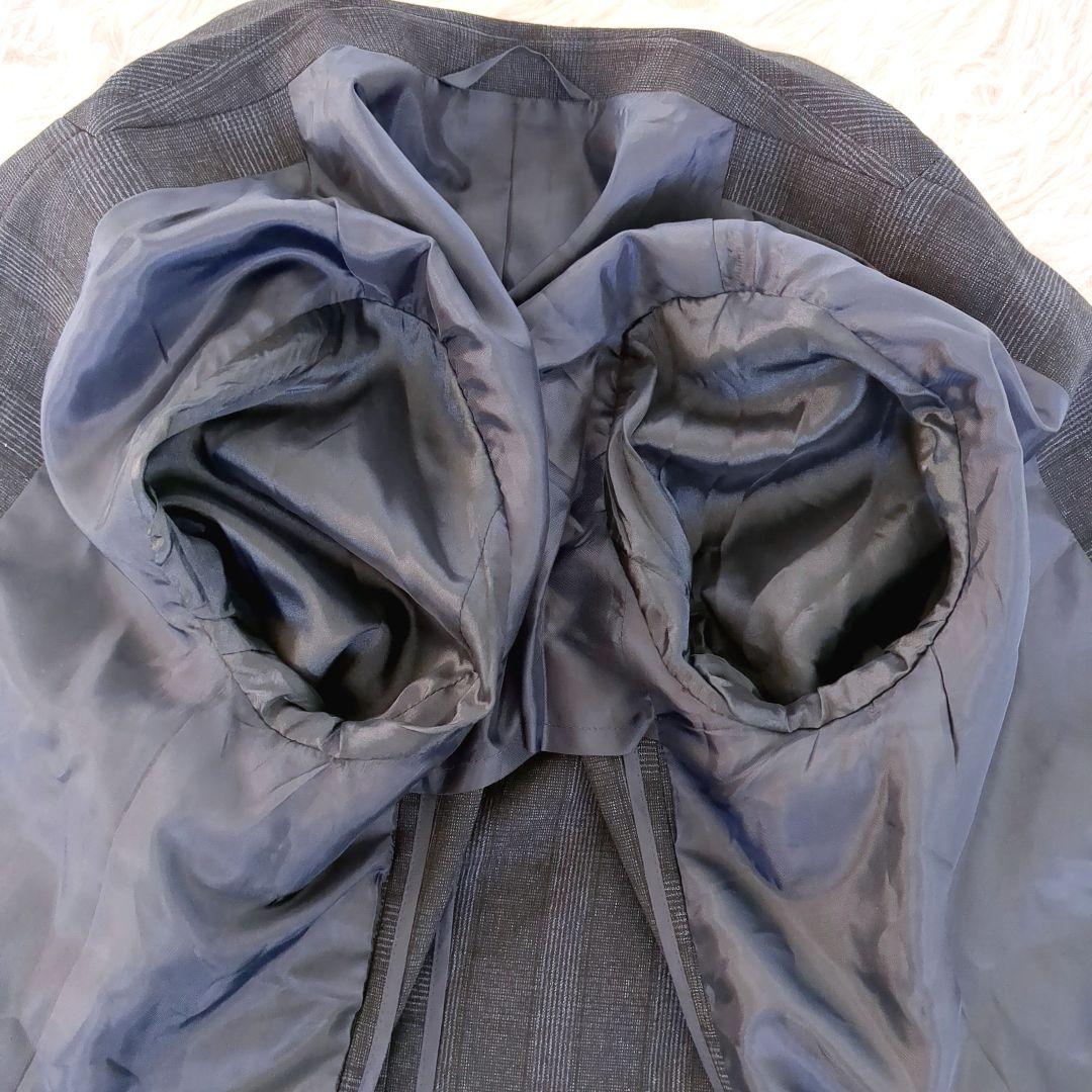 未使用級✨️スーツセレクト　ダブル パンツスーツ ネイビー　チェック 洗える　M