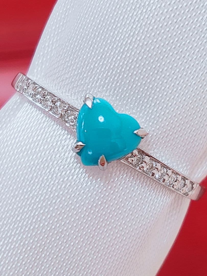 未使用品 pt900 天然ターコイズ ダイヤモンド リング