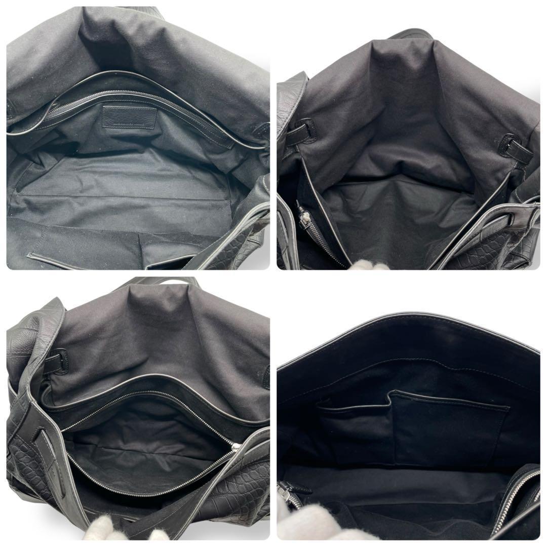 超希少 アレキサンダーワン★クロコ型押し メッセンジャーバッグ レザー ブラック