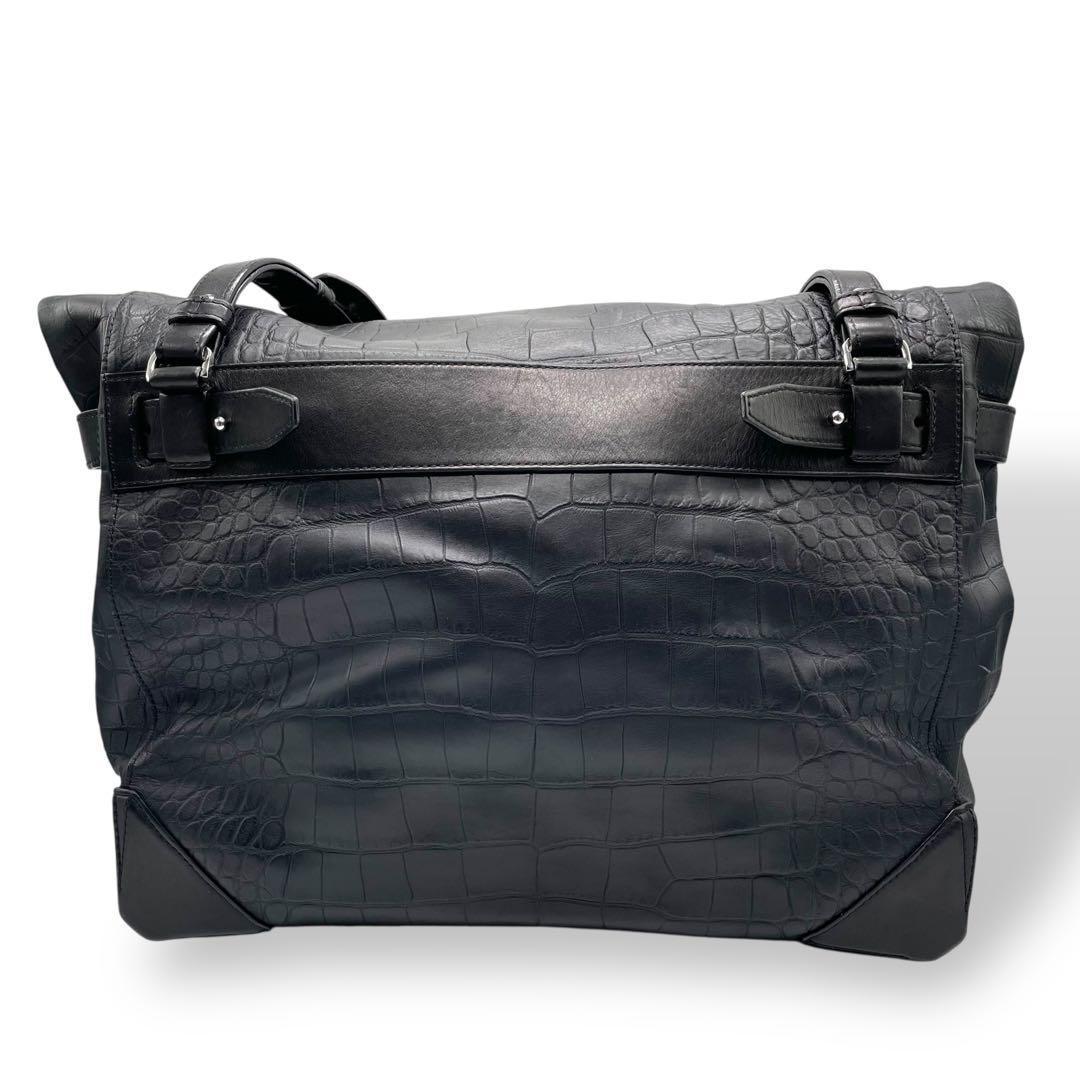 超希少 アレキサンダーワン★クロコ型押し メッセンジャーバッグ レザー ブラック