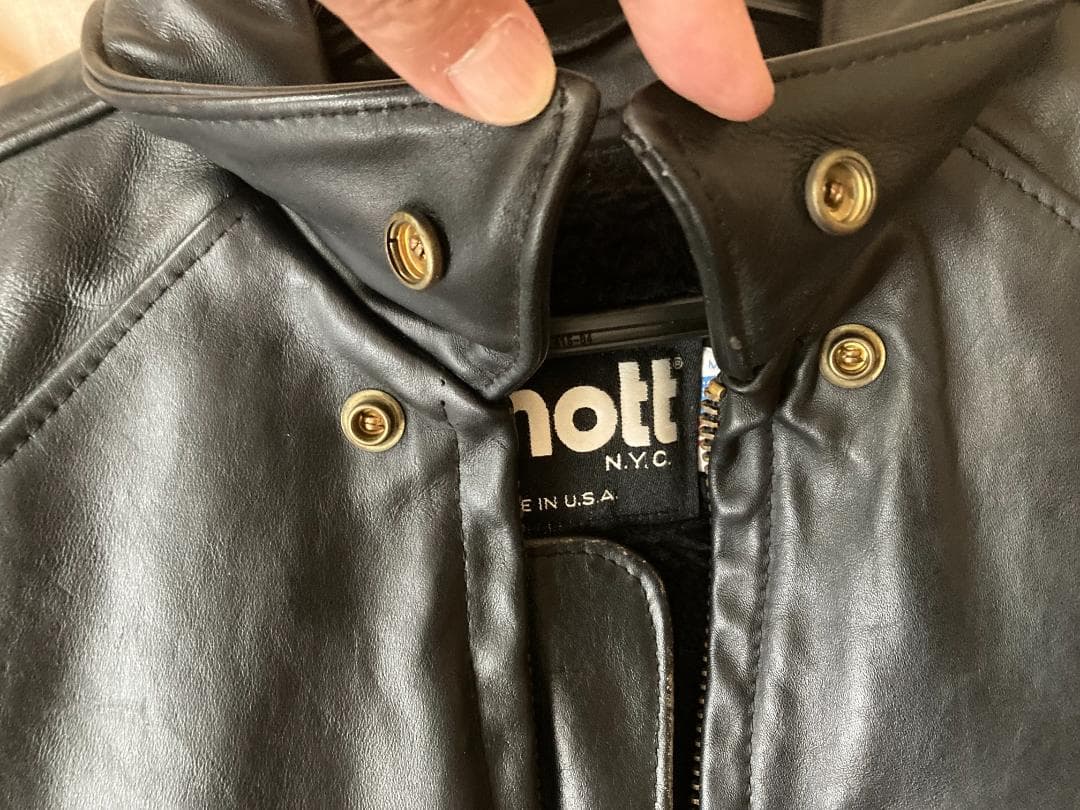 【米国製】Schott レザー ライダースジャケット 黒 36 牛革