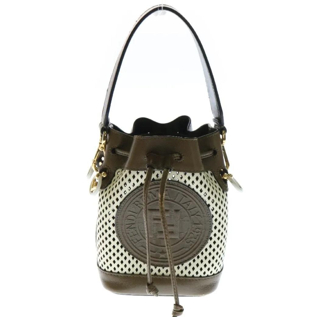 FENDI バケットバッグ ホワイト/ブラウン
