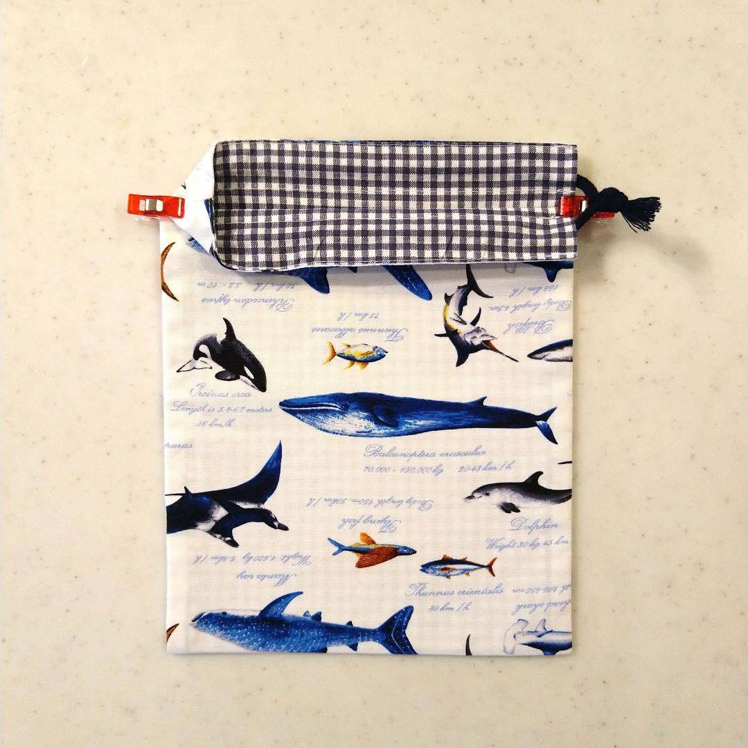 No.2225　お弁当袋(ボタン付き)、巾着袋(片ひも)、ランチマット　3点×4