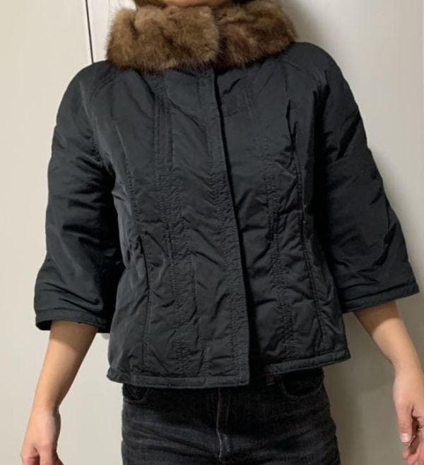 【レア】美品 モンクレール ファー付き ダウンジャケット 黒 サイズ00 6分丈