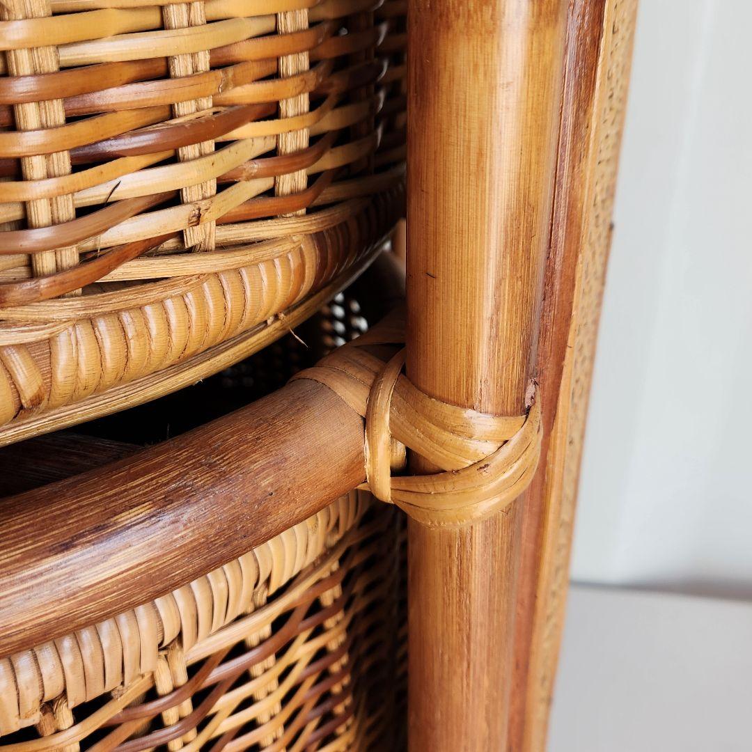 ヴィンテージ 籐 ラタン 円柱型 チェスト 籐家具 ランドリーチェスト　レトロ
