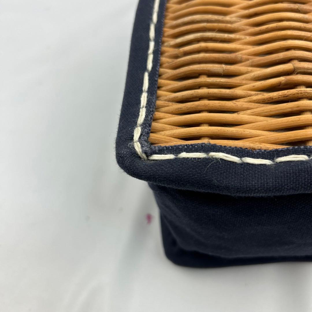 【美品】エバゴス　お買い物バッグ　サテンカゴバッグ　Eワッペン 刺繍　カゴバッグ