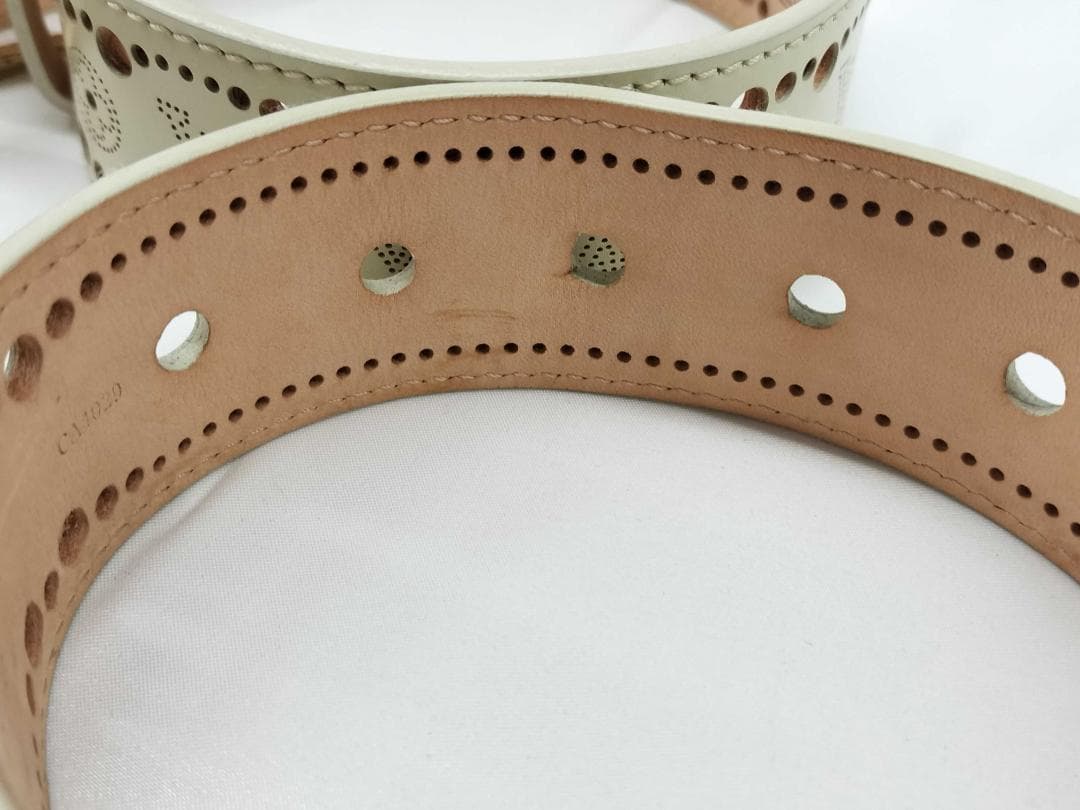 ルイヴィトン サンチュール フェニックス ベルト パンチング 90/36 白系