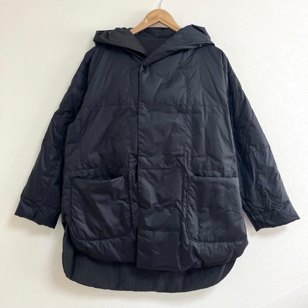 プランテーション　リバーシブルダウン　ブラック　暖かく軽い　M オーバーサイズ