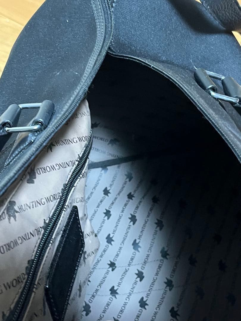 【純正ショルダーストラップ付き】ハンティングワールド ボストンバッグ 黒