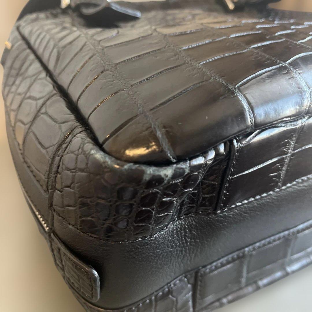 BEAUGRAND ボーグラン　クロコ　ハンドバッグ ブラック