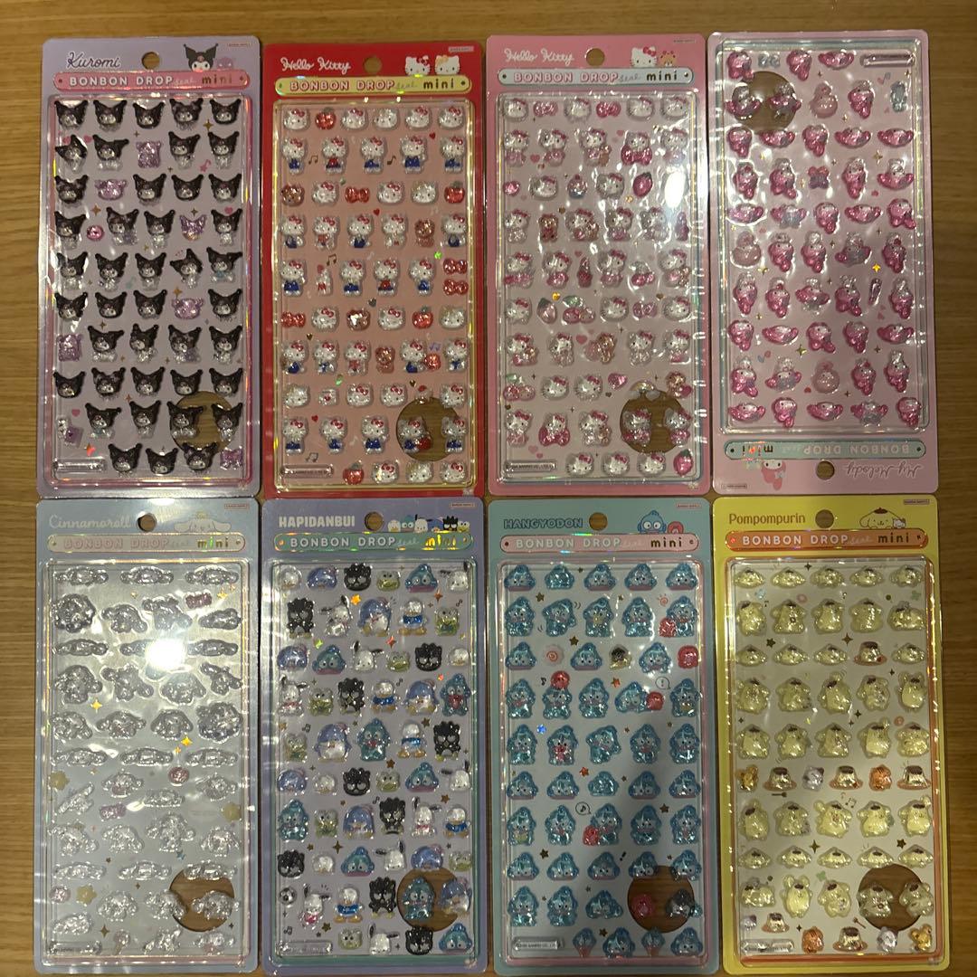 【正規品】Sanrio ポンポンドロップシールミニ　8シートセット