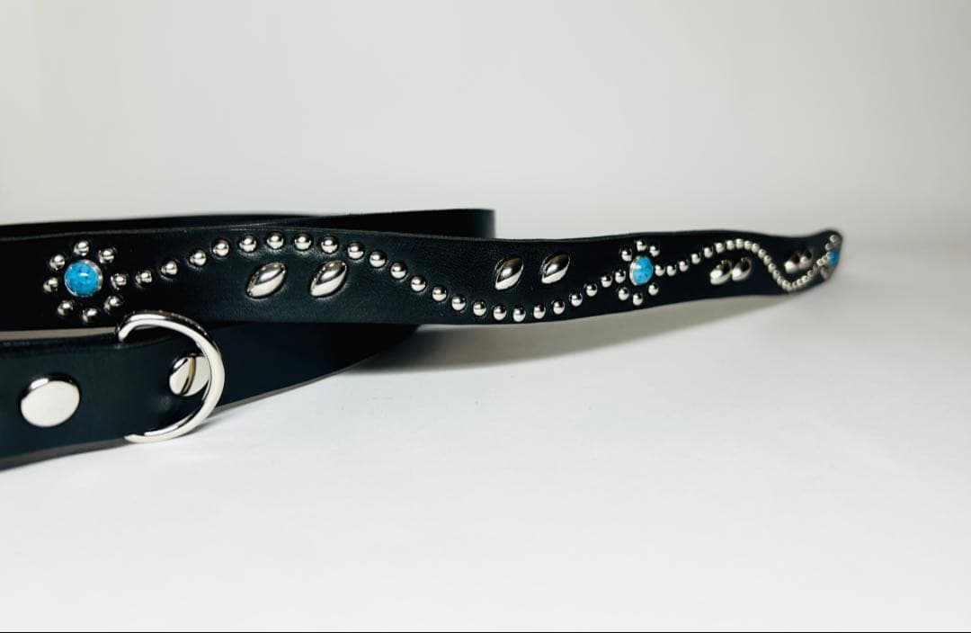 スタッズナローベルト22mm幅　ダブルリーフターコイズ　htcナロー好き