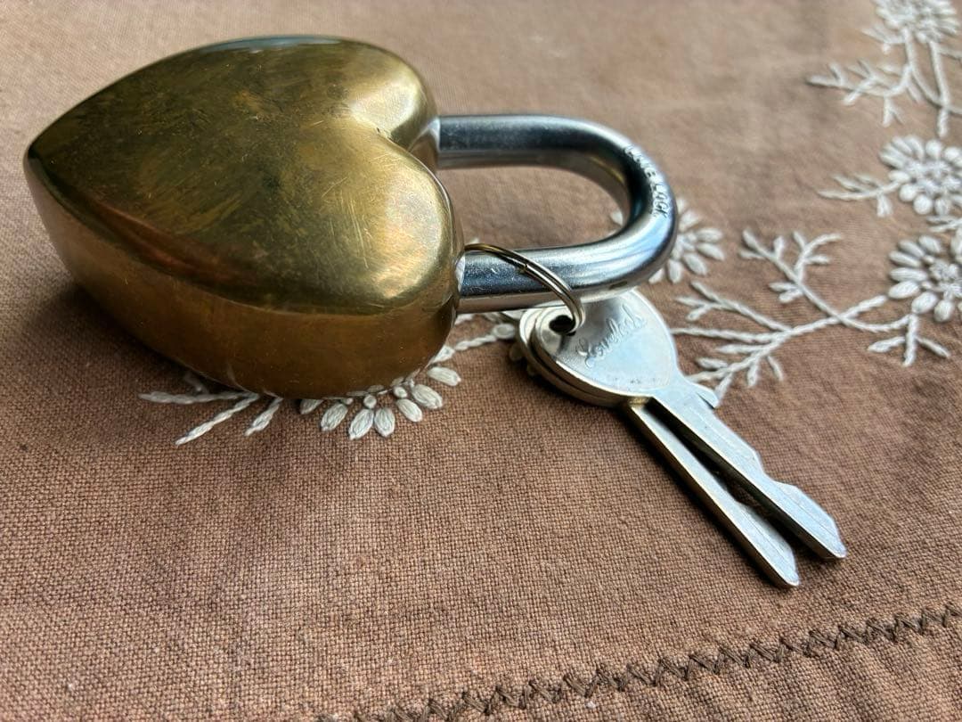 アンティーク 南京錠　鍵 パッドロック　Love lock　キー　真鍮　アメリカ