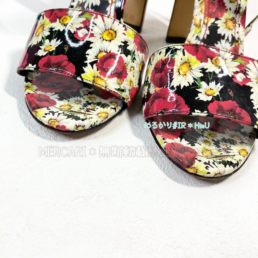 DOLCE&GABBANA 花柄　ハイヒール　サンダル　アンクルストラップ　38