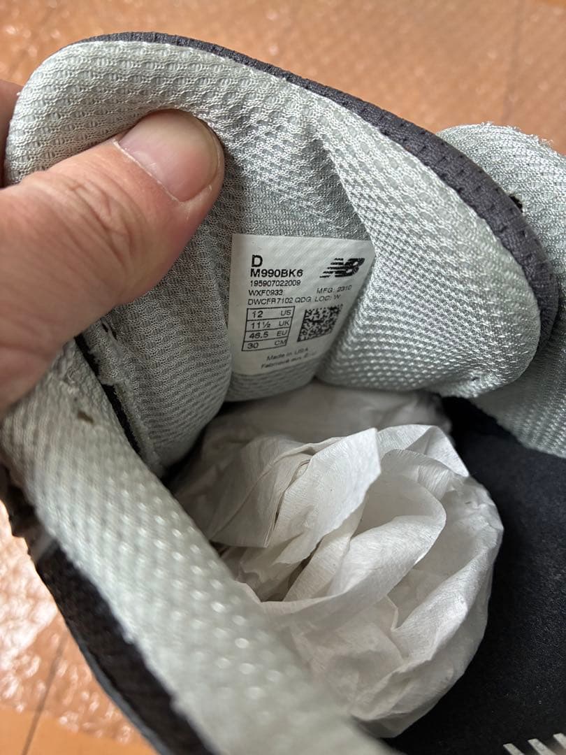 美品　new balance 990bk6 12D 30cm 990v6