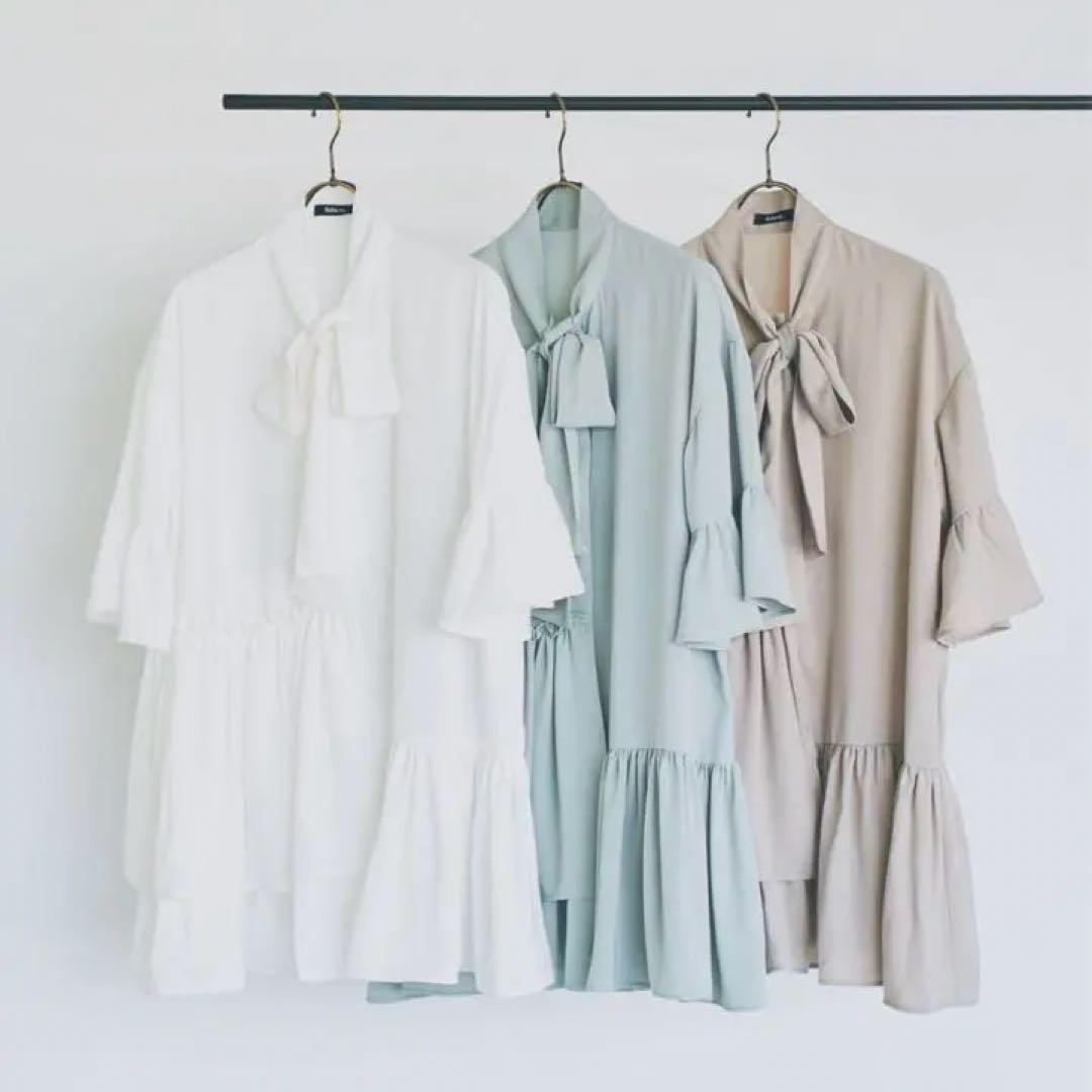 Bokanii アシメフリルワンピース　ブルー