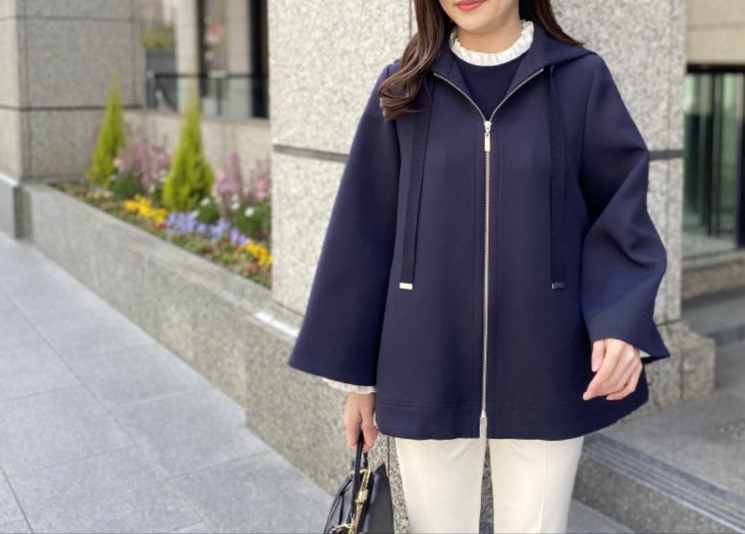 エムプルミエ ❤︎ トリプルクロスフーディショートコート ネイビー34