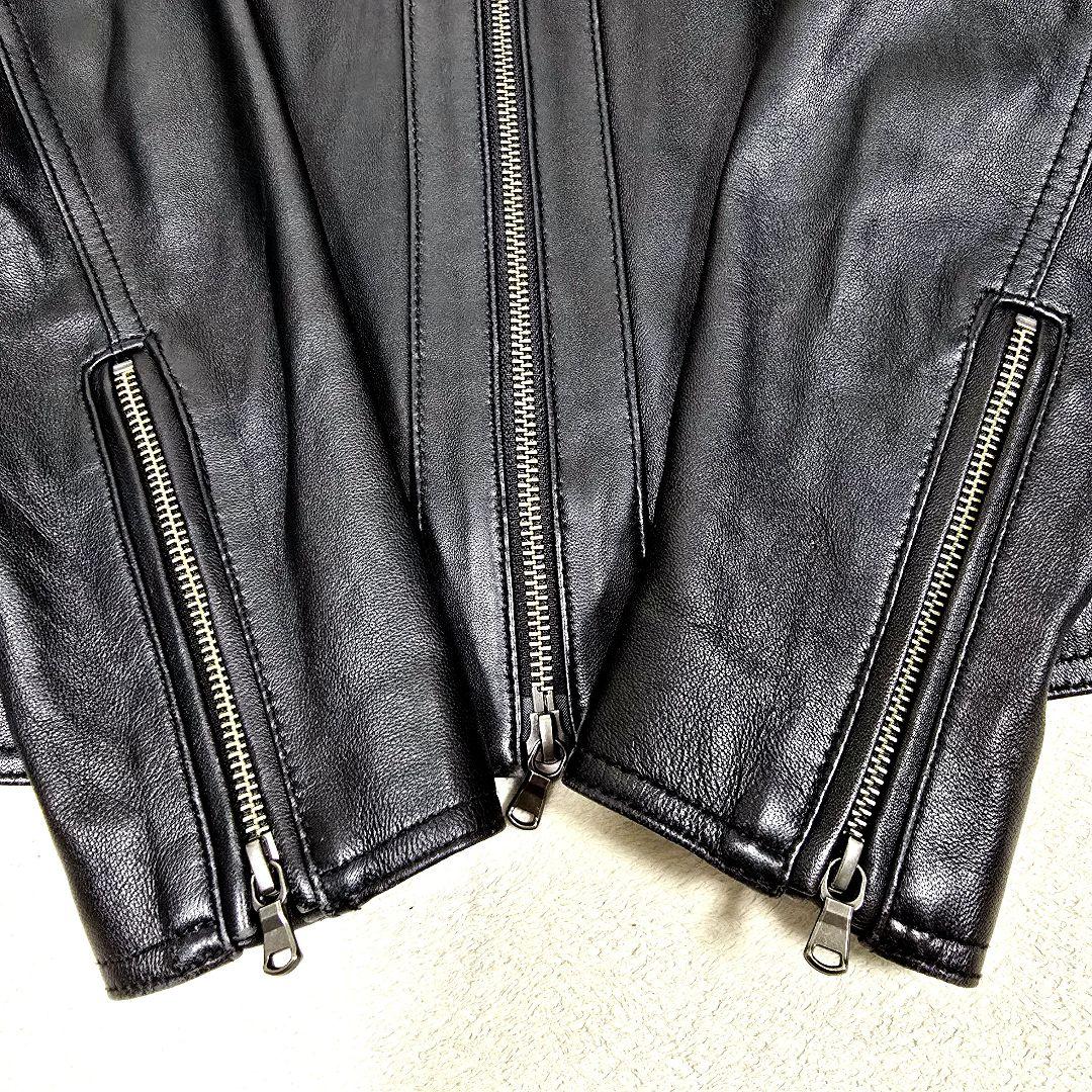 希少 ハイストリート レザージャケット シープスキン ペイズリー 本革 黒 S