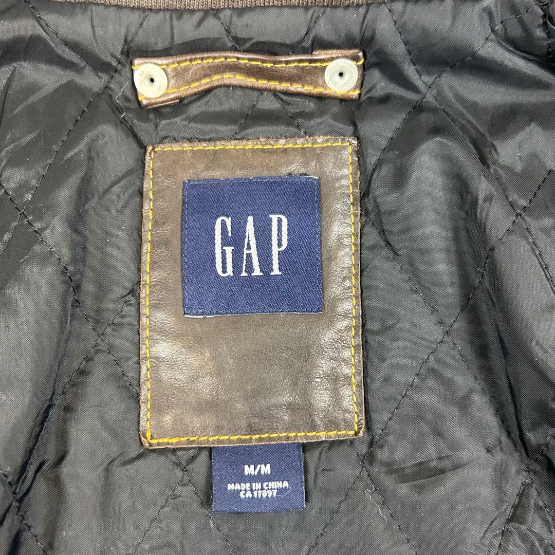 OLD GAP レザーシングルライダースジャケット ブラウン 90s 牛革 茶色