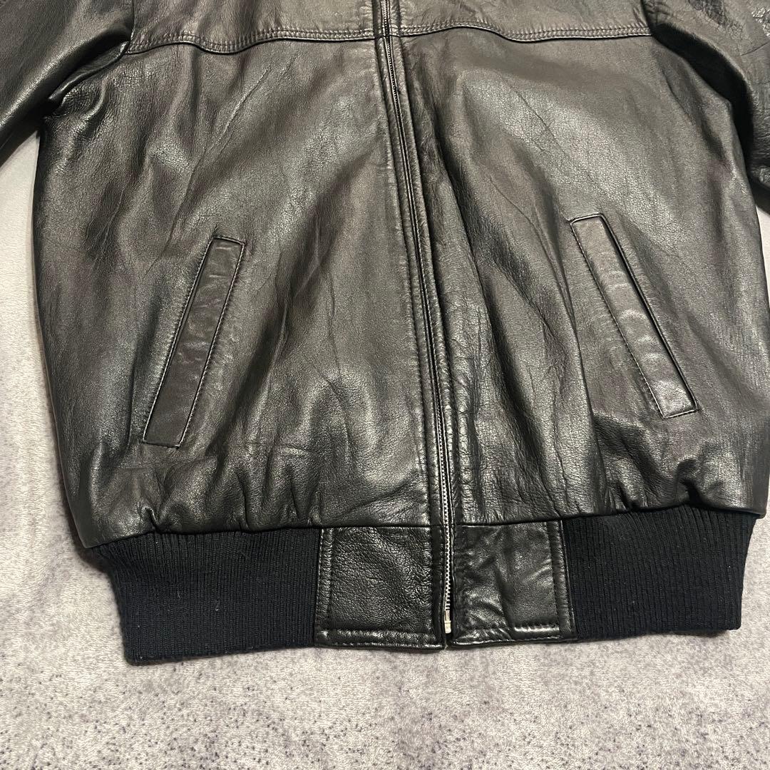 古着　６０−７０s 本革　ライダース　レザージャケット　ブラック　LL 黒