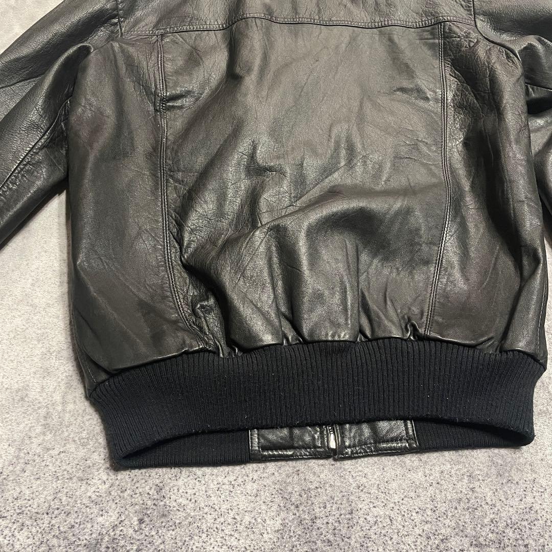古着　６０−７０s 本革　ライダース　レザージャケット　ブラック　LL 黒