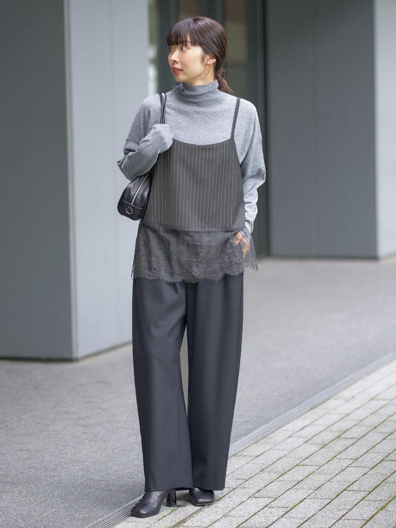 IENA レースヘムキャミソール グレー