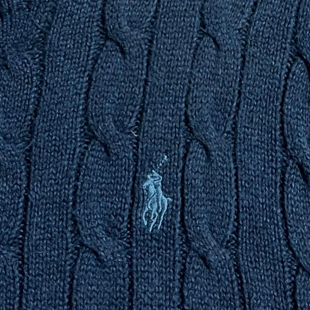 ラルフローレン ケーブルニット 現行 セーター ロゴ刺繍 ネイビー 紺 L