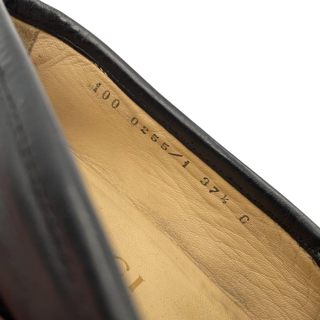 《超美品》グッチ ホース ビット ローファー ゴールド金具 黒系 37 1/2