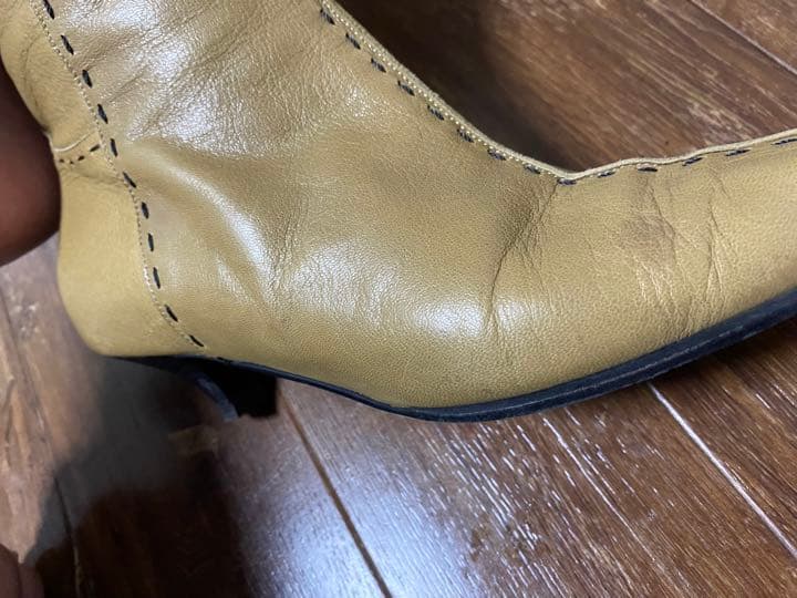 sub5　エルメス　ロングブーツ　本革　ベージュ　ステッチ