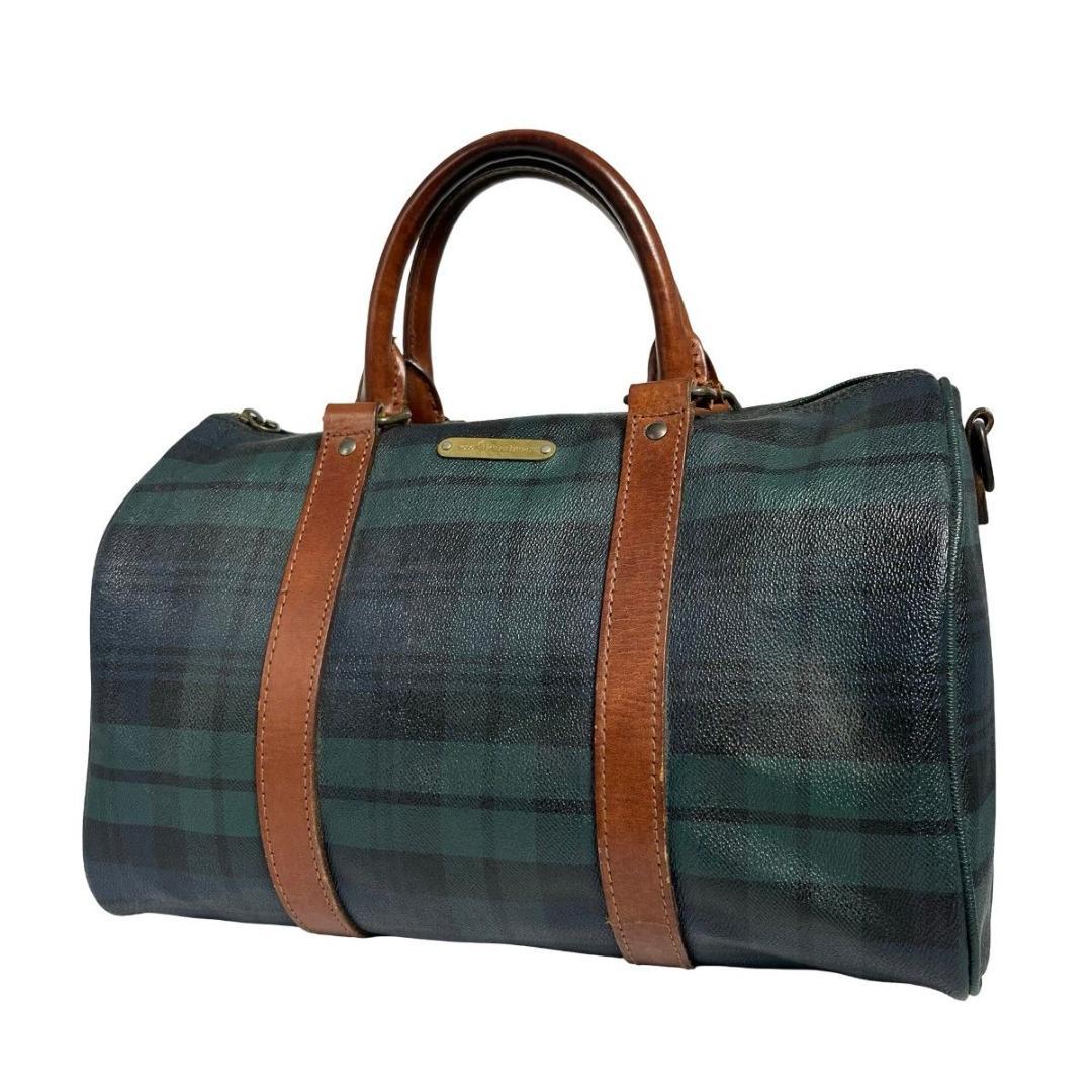 良品　ポロラルフローレン　ボストンバッグ　チェック柄　PVC