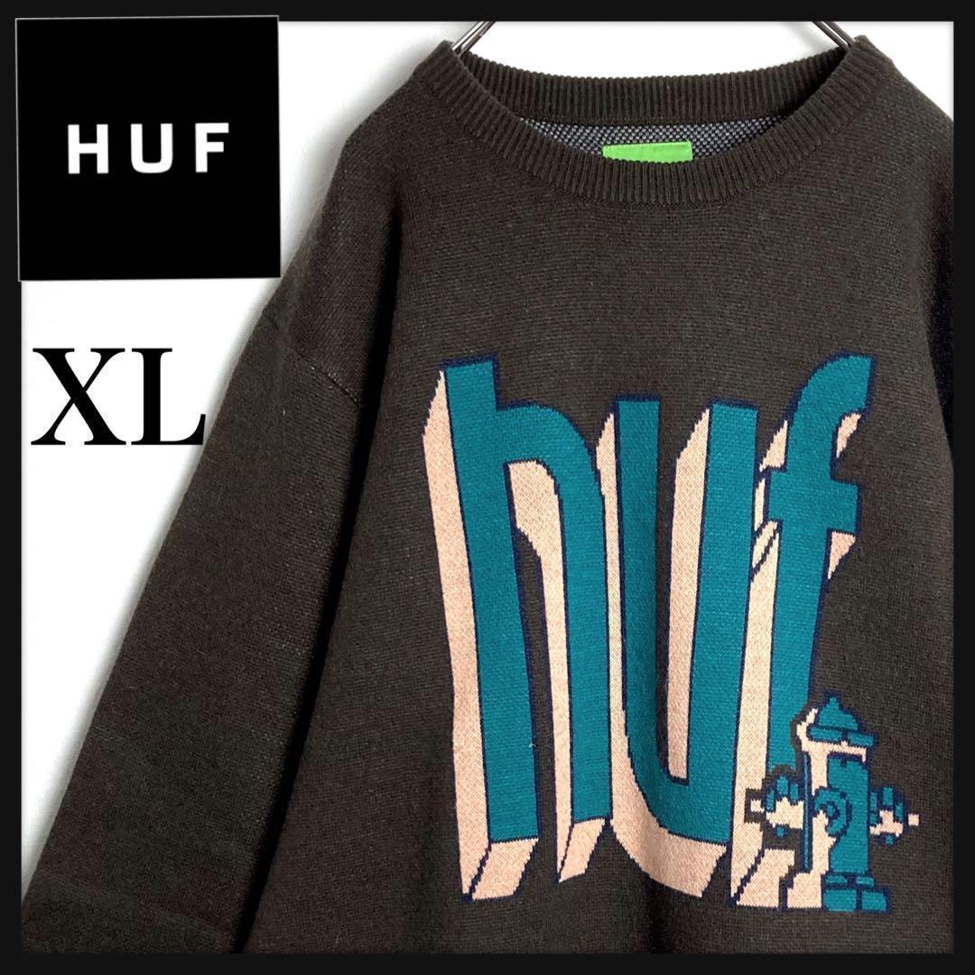 【即完売デザイン】ハフ★ビッグロゴ セーター 入手困難 ニット 希少XL 美品