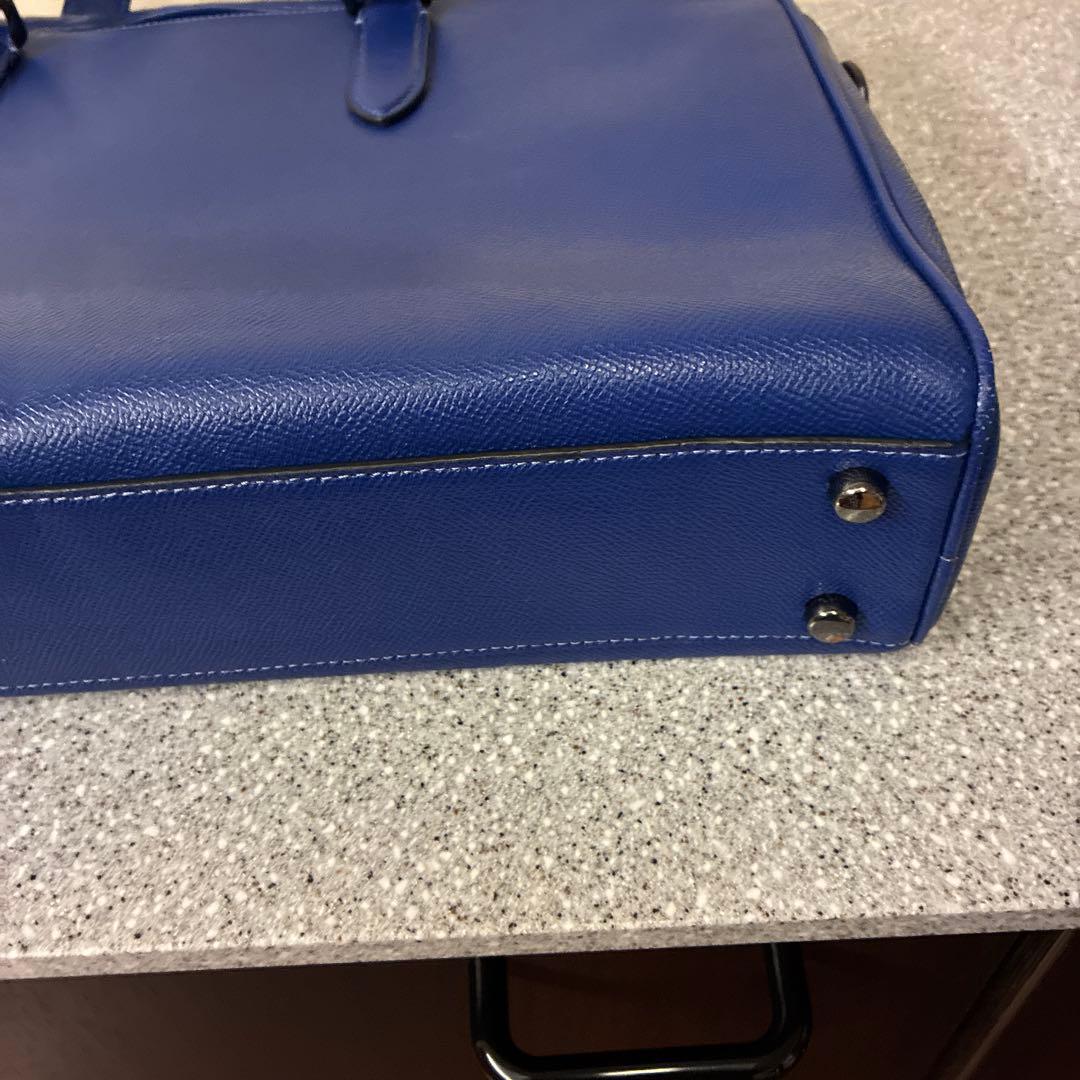 和*明様 美品COACH ビジネスバッグ　ブルーC8173斜めがけ用ストラップ付