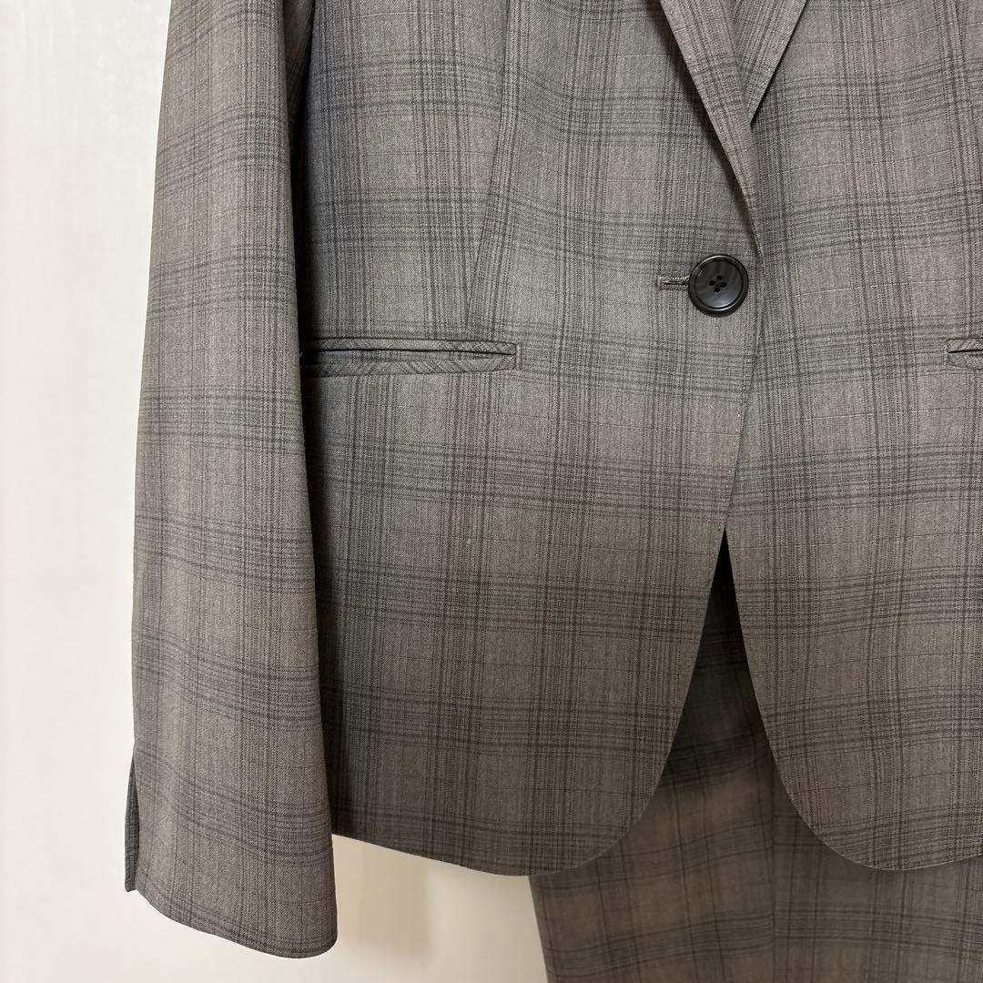 【美品】ビジネススーツ セットアップ パンツスーツ グレンチェック チェック柄