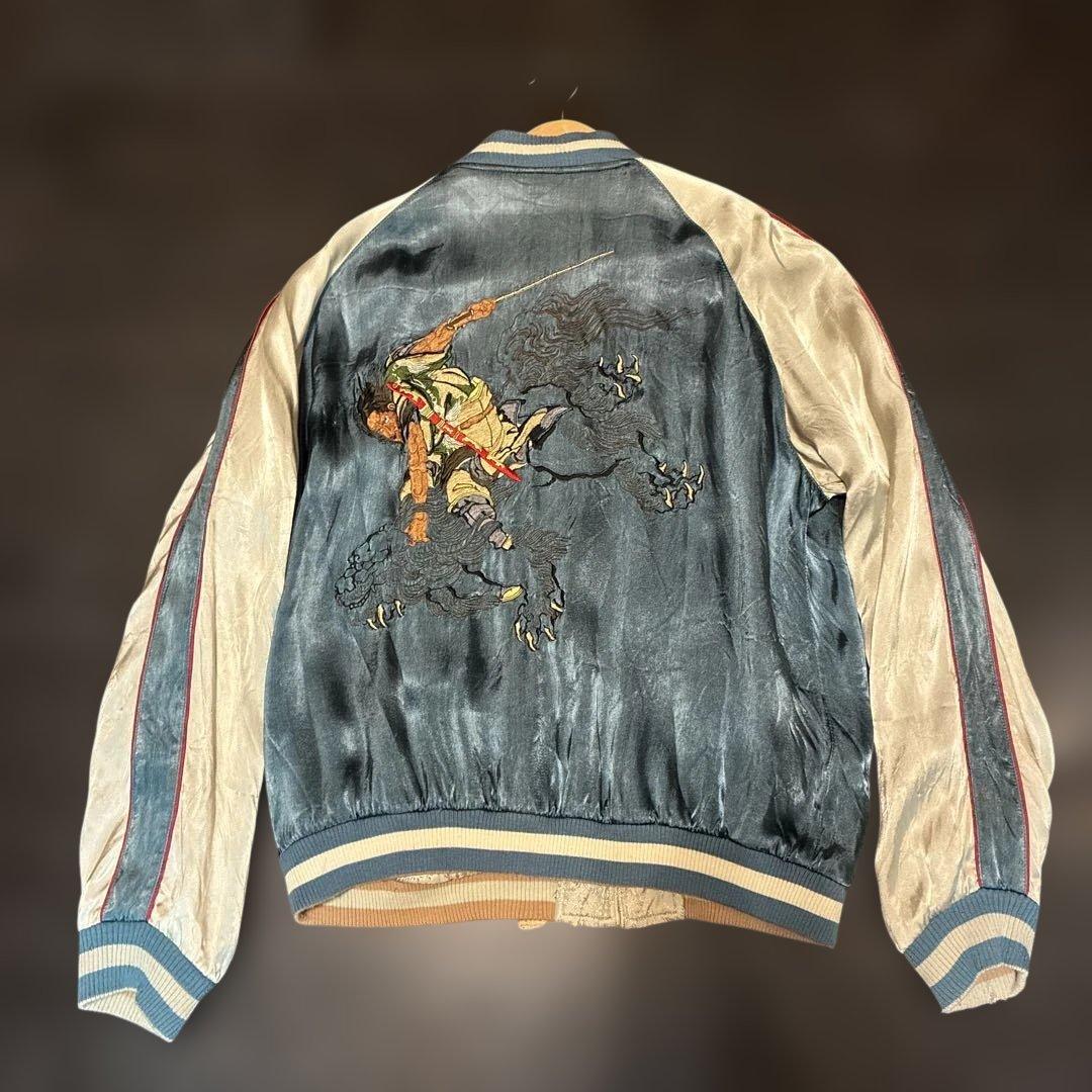 90s?プリント&サテン両面スカジャン　リバーシブル