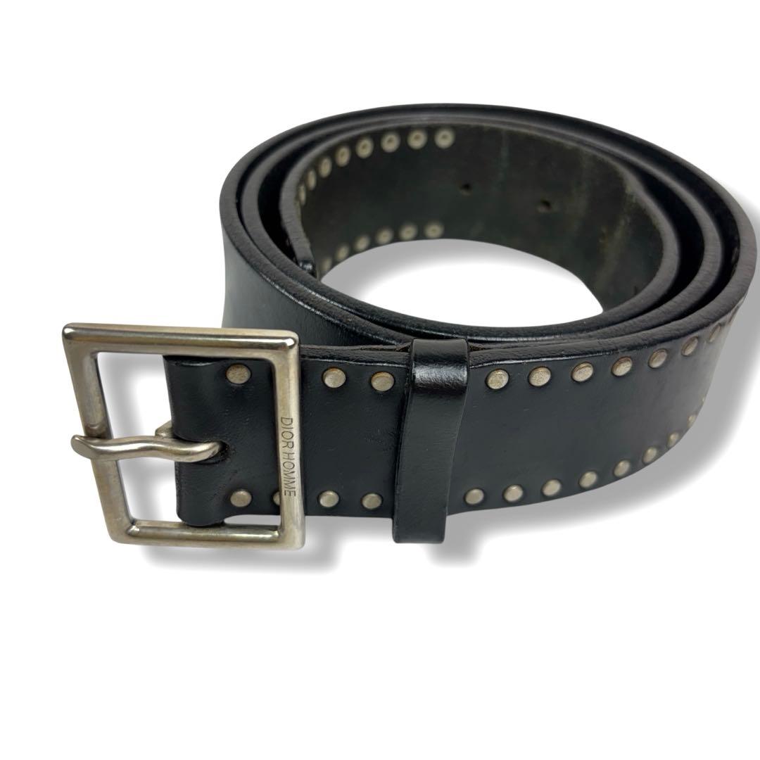 Dior homme 06aw レザー ベルト エディ期 スタッズ 黒 ブラック