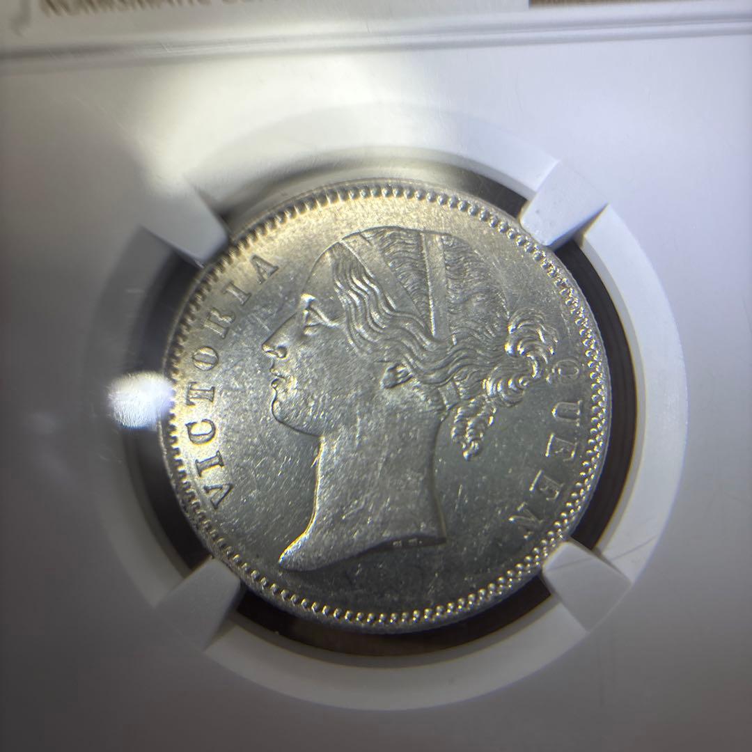 1840年 ヴィクトリア　インド ルピー銀貨 AU 58 NGC