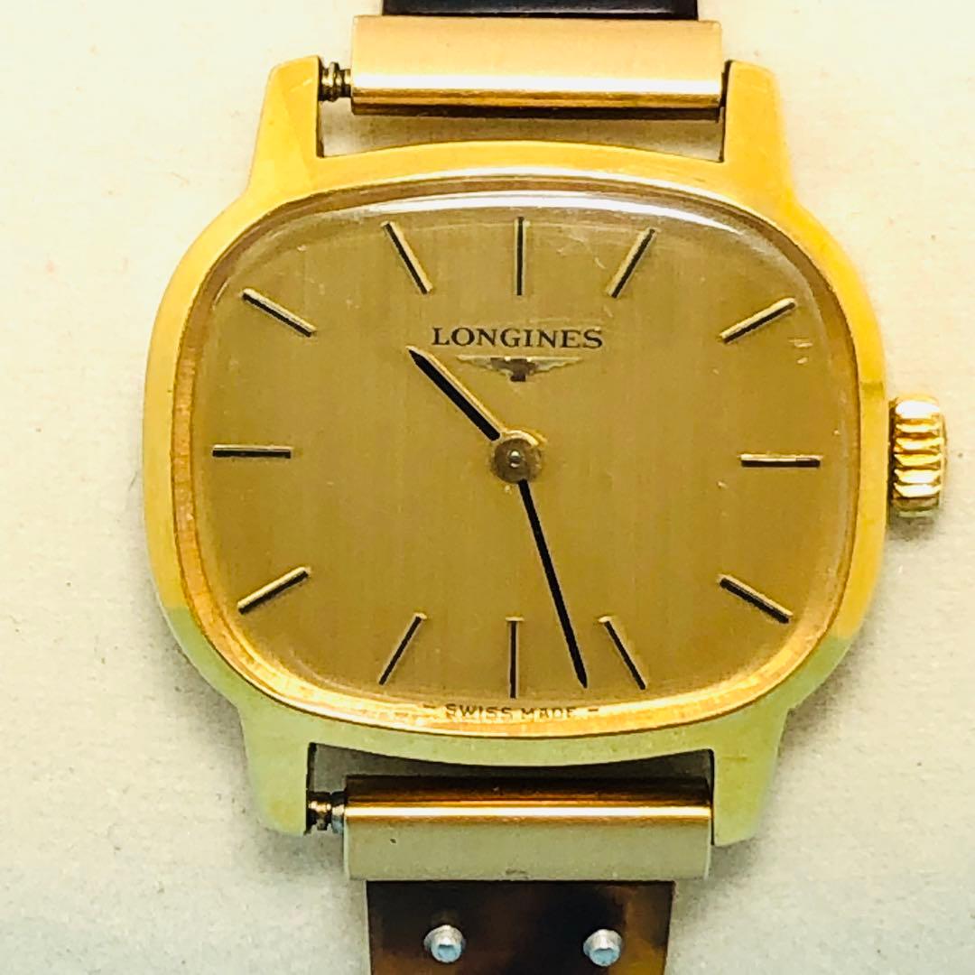ロンジン 鼈甲ベルト 手巻き レディース腕時計 稼働品