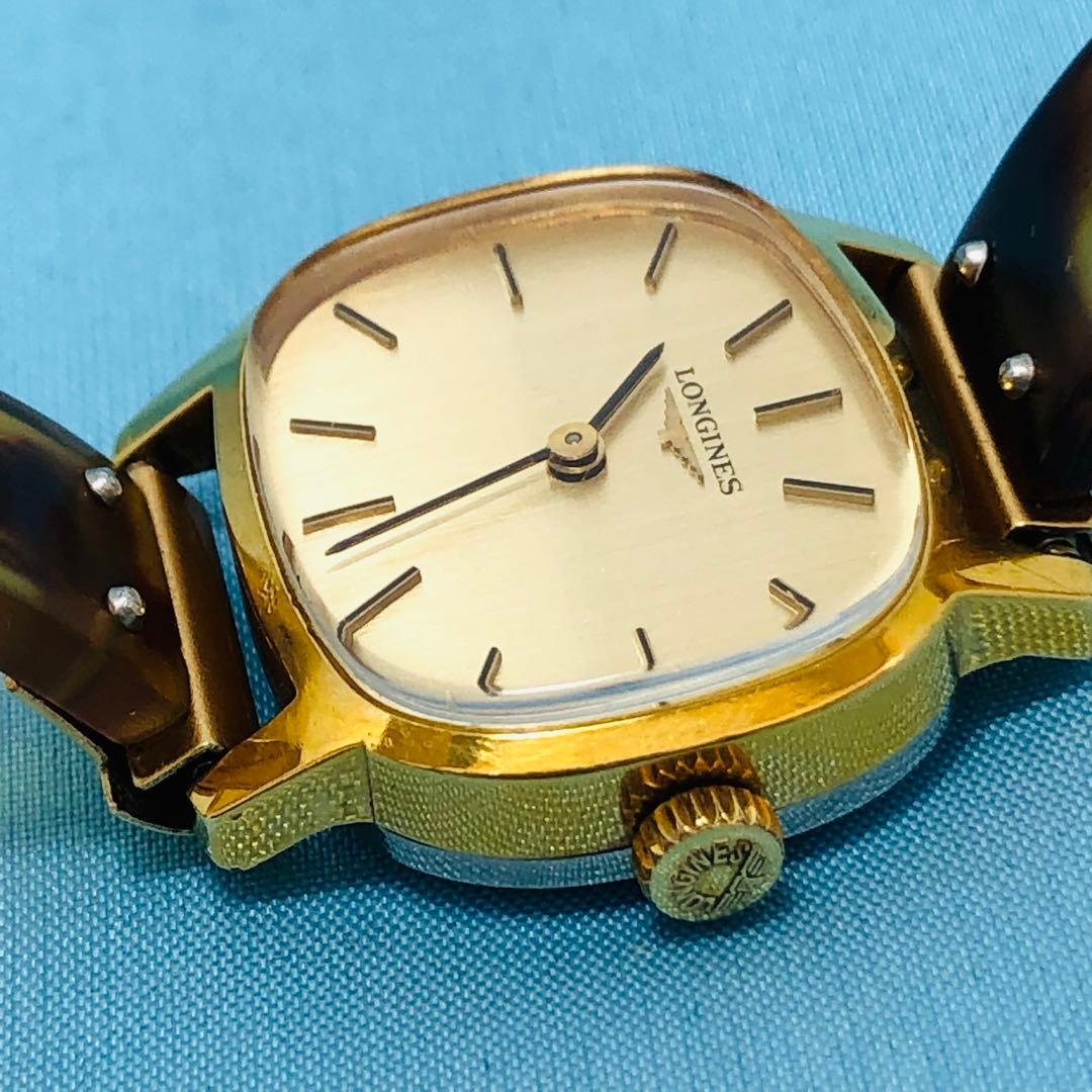 ロンジン 鼈甲ベルト 手巻き レディース腕時計 稼働品