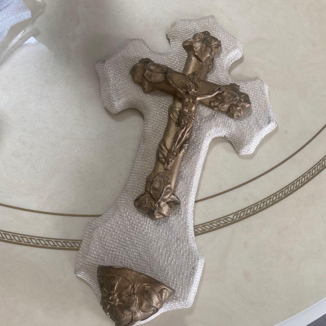 フランス30sアンティーク聖水盤アールヌーボー十字架