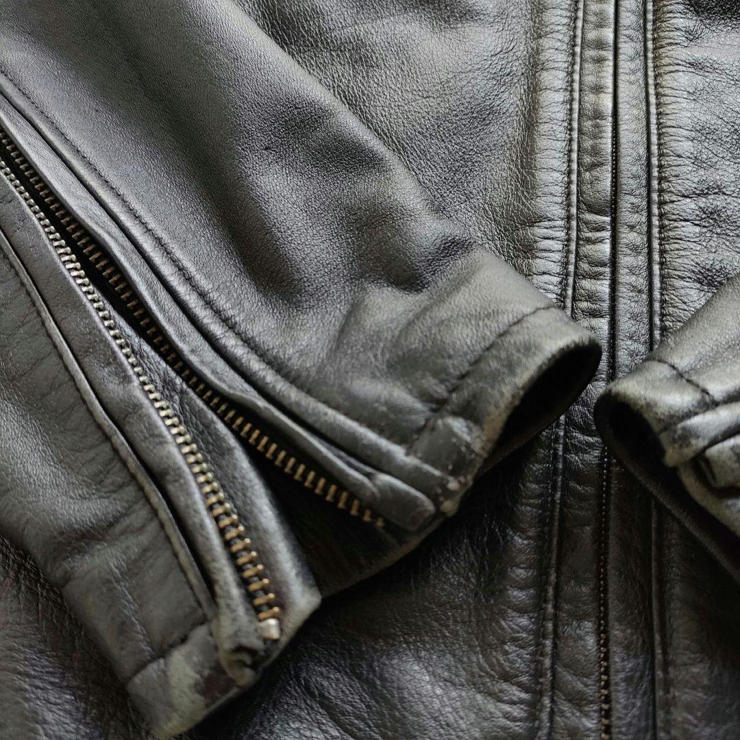 ハーレーダビッドソン バックロゴ刺繍 ジップアップ シングルライダースジャケット