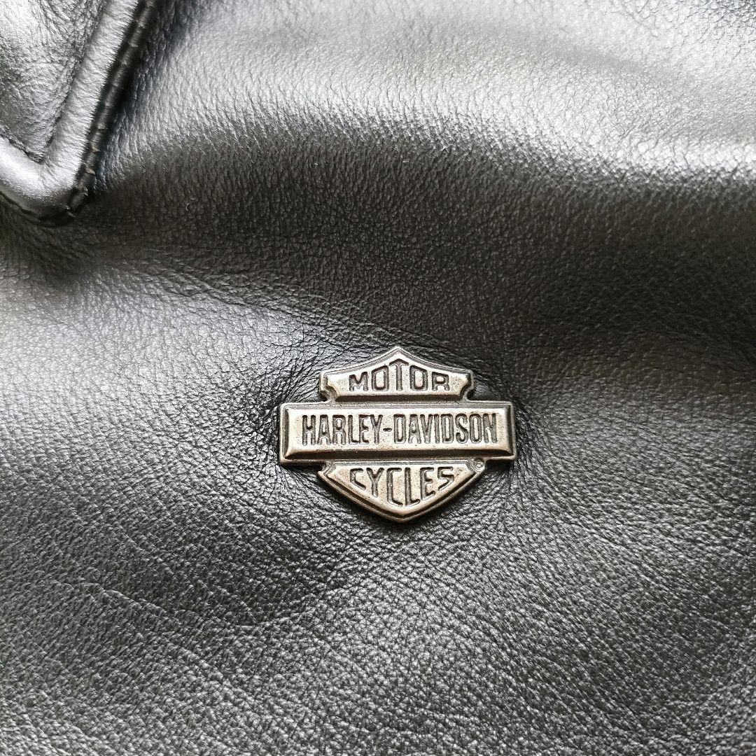 ハーレーダビッドソン バックロゴ刺繍 ジップアップ シングルライダースジャケット