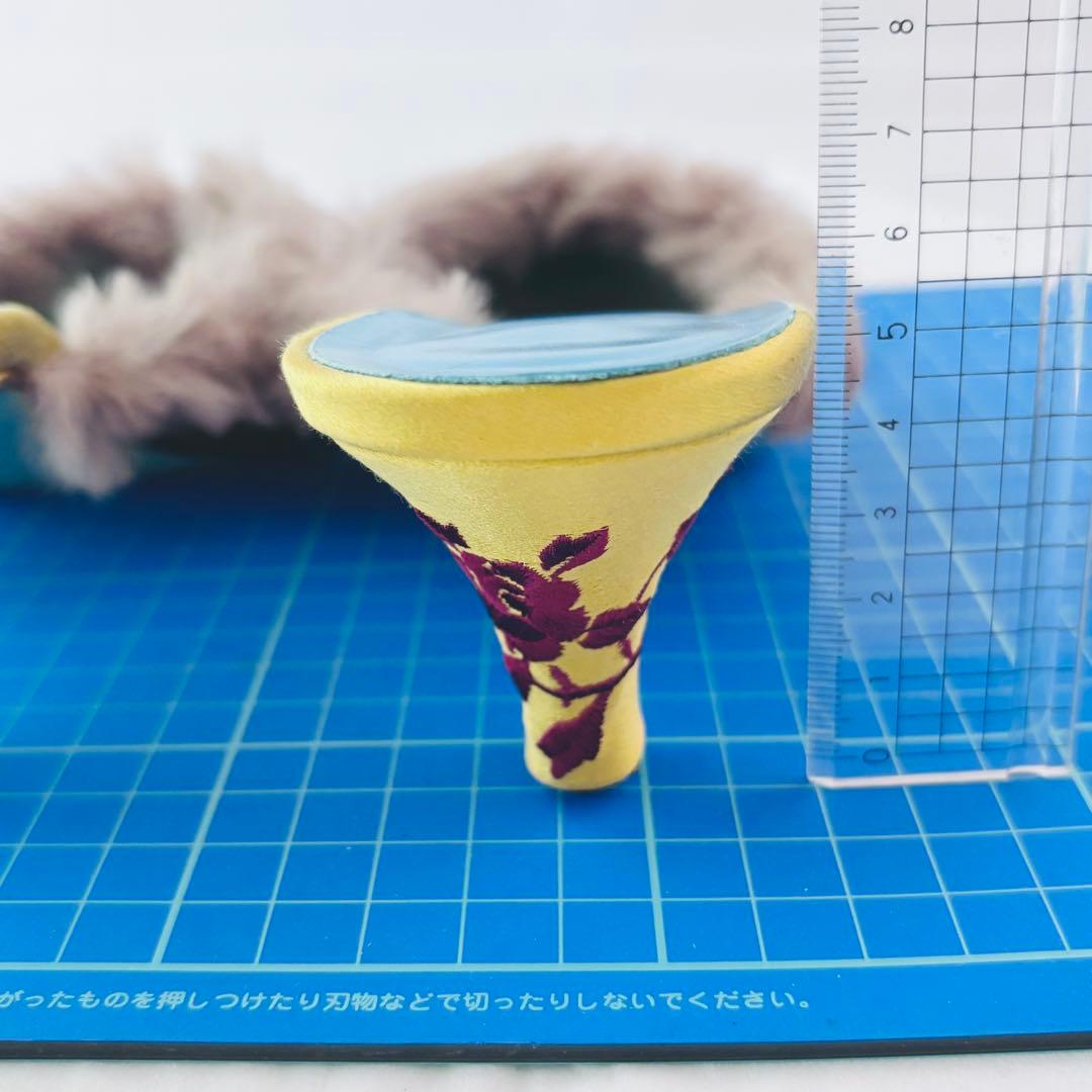 ポールスミス×エマホープ コラボ ミュール 37 刺繍 ファー サテン イエロー