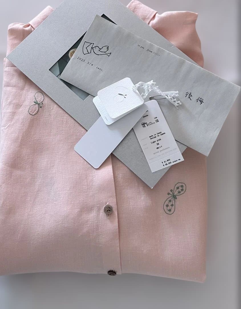 ミナペルホネン　choucho リネンブラウス　38 ピンク　2025SS