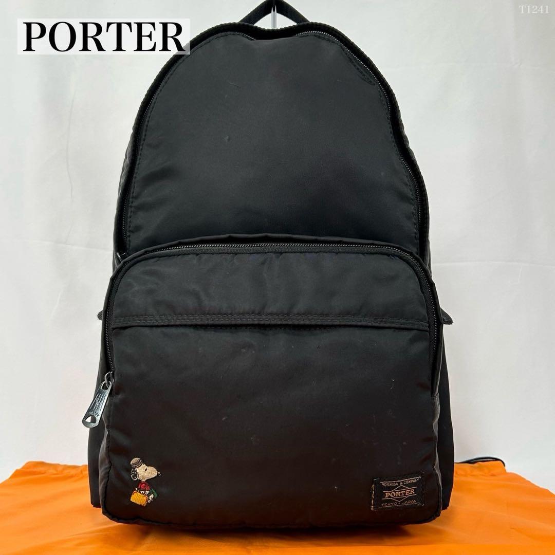 【美品】ポーター ピーナッツ コラボ スヌーピー リュック A4可 肩掛け 黒