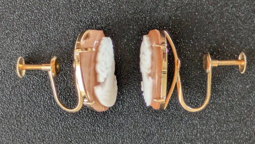 800刻印 カメオブローチ SILVER/PAT.P K18 カメオイヤリング