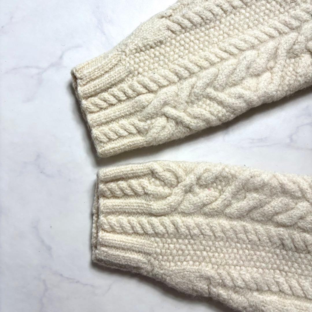 ローレンラルフローレン アランニット ケーブル 梳毛ウール アイボリー M