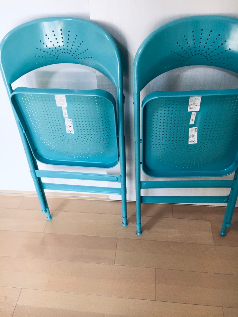 IKEA折り畳みチェアー 2脚セット カラー ターコイズ