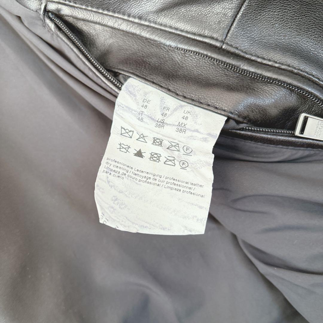 【美品】ヒューゴボス　レザージャケット　ライダース　羊革　ラムレザー　ブラック