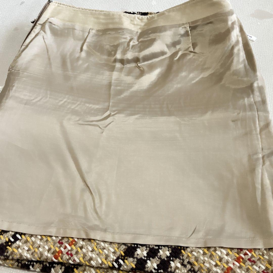 BURBERRY LONDON ツイード　スカート　フリンジ　カシミヤ混　40