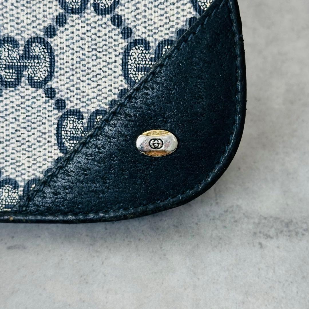 GUCCI GGスプリーム がま口 ケース　小銭入れ　ネイビー